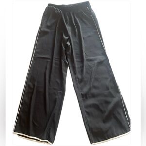 Black Wide-Leg Pants with White Trim